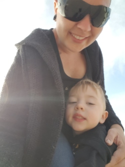Loving the sun with his mommy